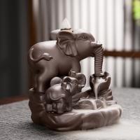 Incense Smoke Flow Backflow Holder Ceramic Incense Burner, Porcelain, Elephant, for home and office & durable & handmade 