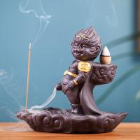 Incense Smoke Flow Backflow Holder Ceramic Incense Burner, Purple Clay, for home and office & durable 