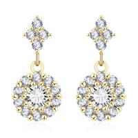 Brass Drop Earring, with Cubic Zirconia, plated, fashion jewelry & for woman 
