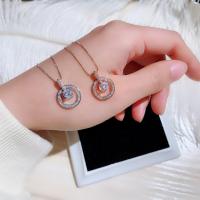 Rhinestone Zinc Alloy Necklace, with 1.57inch extender chain, Donut, plated, for woman & with rhinestone & hollow Approx 7 Inch 