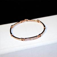 Zinc Alloy Rhinestone Bracelets, rose gold color plated, for woman & with rhinestone Approx 6.7 Inch 