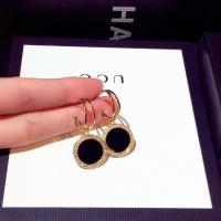 Zinc Alloy Rhinestone Drop Earring, Flat Round, gold color plated, for woman & with rhinestone 