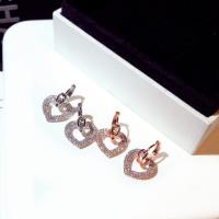Huggie Hoop Drop Earring, Zinc Alloy, Heart, plated, for woman & with rhinestone & hollow 
