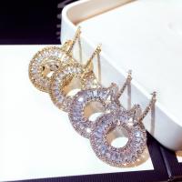 Huggie Hoop Drop Earring, Zinc Alloy, Donut, plated, for woman & with rhinestone & hollow 