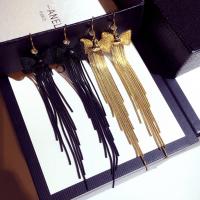 Fashion Fringe Earrings, Zinc Alloy, Bowknot, plated, Korean style & for woman & with rhinestone 