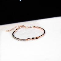 Zinc bracelets en strass en alliage , alliage de zinc, avec 1.57inch chaînes de rallonge, Plaqué de couleur d'or rose, pour femme & avec strass Environ 6.3 pouce, Vendu par brin