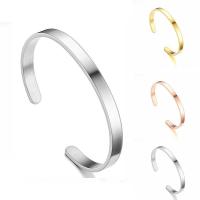 Stainless Steel Cuff Bangle, plated, Unisex & adjustable 65mm, 8mm, 1.8mm 