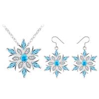 Rhinestone Zinc Alloy Jewelry Set, Snowflake & for woman & with rhinestone, blue, 2.5cm,2.3cm 