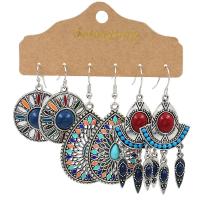 Zinc Alloy Earring Set, with Caddice & Natural Stone & Wood, plated, fashion jewelry 
