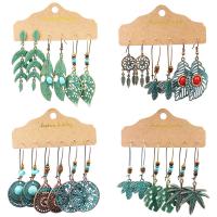 Zinc Alloy Earring Set, earring, with Synthetic Turquoise & Wood, plated, fashion jewelry 
