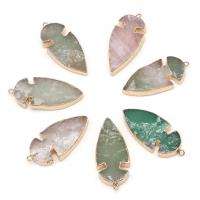 Gemstone Zinc Alloy Pendants, Natural Stone, with Zinc Alloy, gold color plated, DIY 