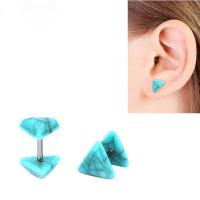 Stainless Steel Stud Earring, 316L Stainless Steel, with turquoise, plated, fashion jewelry 
