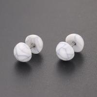 Stainless Steel Stud Earring, 316L Stainless Steel, with Howlite, plated, fashion jewelry 