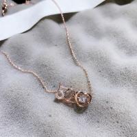 Rhinestone Zinc Alloy Necklace, with 1.57inch extender chain, Number, rose gold color plated, oval chain & for woman & with rhinestone & hollow Approx 7 Inch 
