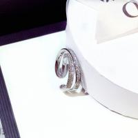 aleación de zinc Anillo de dedo Cuff, chapado en color de plata, ajustable & para mujer & con diamantes de imitación, tamaño:6-8, Vendido por UD