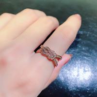 цинковый сплав Манжеты палец кольцо, Геометрический узор, плакированный цветом розового золота, регулируемый & Женский & со стразами & отверстие, размер:6-8, продается PC