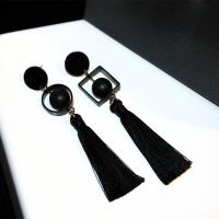 Fashion Tassel Earring, Zinc Alloy, with Plastic Pearl, Geometrical Pattern, plated, for woman & hollow 