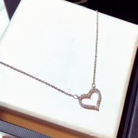 Rhinestone Zinc Alloy Necklace, with 1.18inch extender chain, Heart, plated, oval chain & for woman & with rhinestone & hollow Approx 7 Inch 