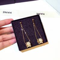 Zinc Alloy Rhinestone Drop Earring, Column, gold color plated, for woman & with rhinestone 