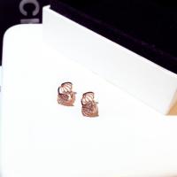Zinc Alloy Huggie Hoop Earring, Shell, rose gold color plated, for woman & with rhinestone & hollow 