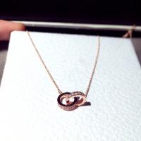 Rhinestone Zinc Alloy Necklace, with 1.57inch extender chain, Donut, rose gold color plated, oval chain & for woman & with rhinestone & hollow Approx 7.5 Inch 