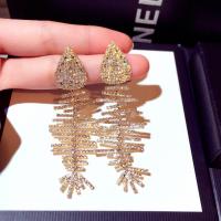 Zinc Alloy Rhinestone Drop Earring, Fish Bone, plated & for woman & with rhinestone 