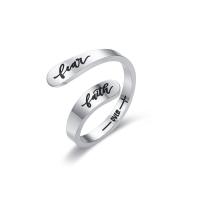 Titanium Steel Finger Ring, Unisex & adjustable & with letter pattern, original color, 74mm, 4.5mm, 1.5mm, US Ring 
