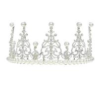 Bridal Tiaras, Zinc Alloy, with Plastic, Crown, plated & with rhinestone 