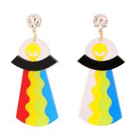 Boucle d'oreille acrylique suspendu, alliage de zinc, avec Acrylique, bijoux de mode & pour femme, multicolore Vendu par paire