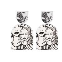 Boucle d'oreille acrylique suspendu, alliage de zinc, avec Acrylique, bijoux de mode & pour femme Vendu par paire