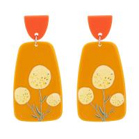Акриловые серьги в форме капли, цинковый сплав, с Ацетатный лист, ювелирные изделия моды & Женский, желтый продается Пара