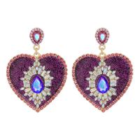 Zinc Alloy Rhinestone Drop Earring, Heart, fashion jewelry & for woman & with rhinestone 