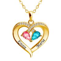 Rhinestone Brass Necklace, with Crystal, with 1.96inch extender chain, Heart, plated, oval chain & for woman & with rhinestone Approx 17.7 Inch 