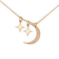 Brass Jewelry Necklace, Stainless Steel, with Brass, with 1.96inch extender chain, Moon and Star, plated, oval chain & for woman Approx 19.6 Inch 