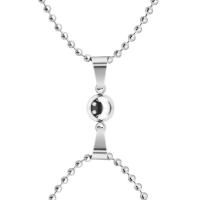 Couple Stainless Steel Necklace, Round, with magnetic & for couple, original color, 10mm 