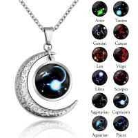 Stainless Steel Jewelry Necklace, with 1.96inch extender chain, Moon, Unisex & oval chain & luminated 22mm Approx 17.7 Inch 