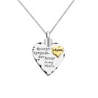 Cremation Jewelry Ashes Urn Necklace, Brass, Heart, plated, box chain & with letter pattern & for woman Approx 19.6 Inch 