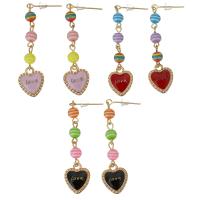 Boucle d'oreille goutte en verre coloré, chalumeau, coeur, bijoux de mode & pour femme, plus de couleurs à choisir, 50mm Vendu par paire