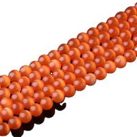 Katzenauge Perlen, rund, poliert, DIY & verschiedene Größen vorhanden, rote Orange, verkauft von Strang