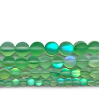 Abalorios de Cristal Esféricos, pulido, Bricolaje & diverso tamaño para la opción, cristal verde, Vendido por Sarta