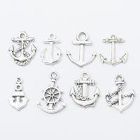 Zinc Alloy Ship Wheel & Anchor Pendant, plated, fashion jewelry & DIY 