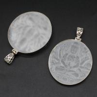 joyas de colgante de cristal de corazón, con acero inoxidable, Esférico, chapado en color de plata, 56x47x13mm, Vendido por UD