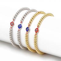 Evil Eye Bracelet Bijoux, laiton, avec corde de cire, bijoux de mode, plus de couleurs à choisir, 4mm, Vendu par brin