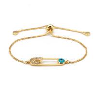 Evil Eye Jewelry Bracelet, Brass, fashion jewelry & enamel & with rhinestone, gold 