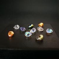 Vernickelt Glasperlen, Glas, Tropfen, AB Farben plattiert, DIY, keine, 6x9mm, 10PCs/Tasche, verkauft von Tasche