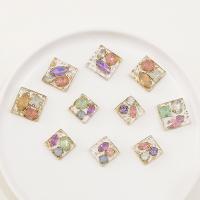 Fashion Resin Cabochons, with Cubic Zirconia,  Square, epoxy gel, DIY 