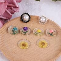 Fashion Resin Cabochons, with 925 Sterling Silver & Dried Flower & Plastic Pearl, DIY 