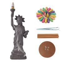 Incense Smoke Flow Backflow Holder Ceramic Incense Burner, Porcelain, Lady Liberty, for home and office & durable, 23*13.5*11cm 