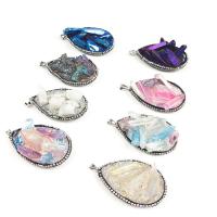 Pendentifs quartz naturel, Pierre naturelle, avec strass, Placage, bijoux de mode & DIY, plus de couleurs à choisir, 55mm, Vendu par PC