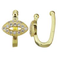 Brass Earring Clip, gold color plated, micro pave cubic zirconia & for woman 